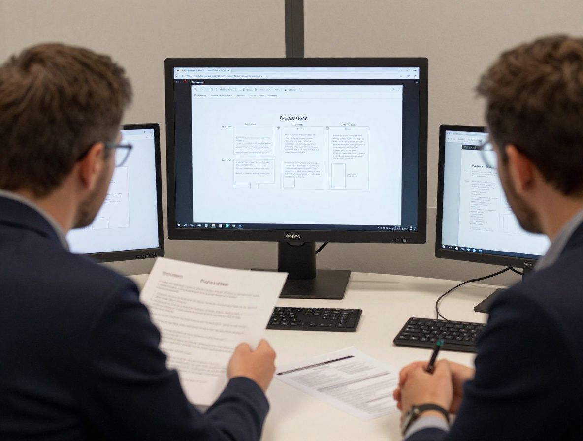 Команда редакции Scriptora за круглым столом в редакции San Francisco — ноутбуки, распечатки материалов, обсуждение редакционного плана